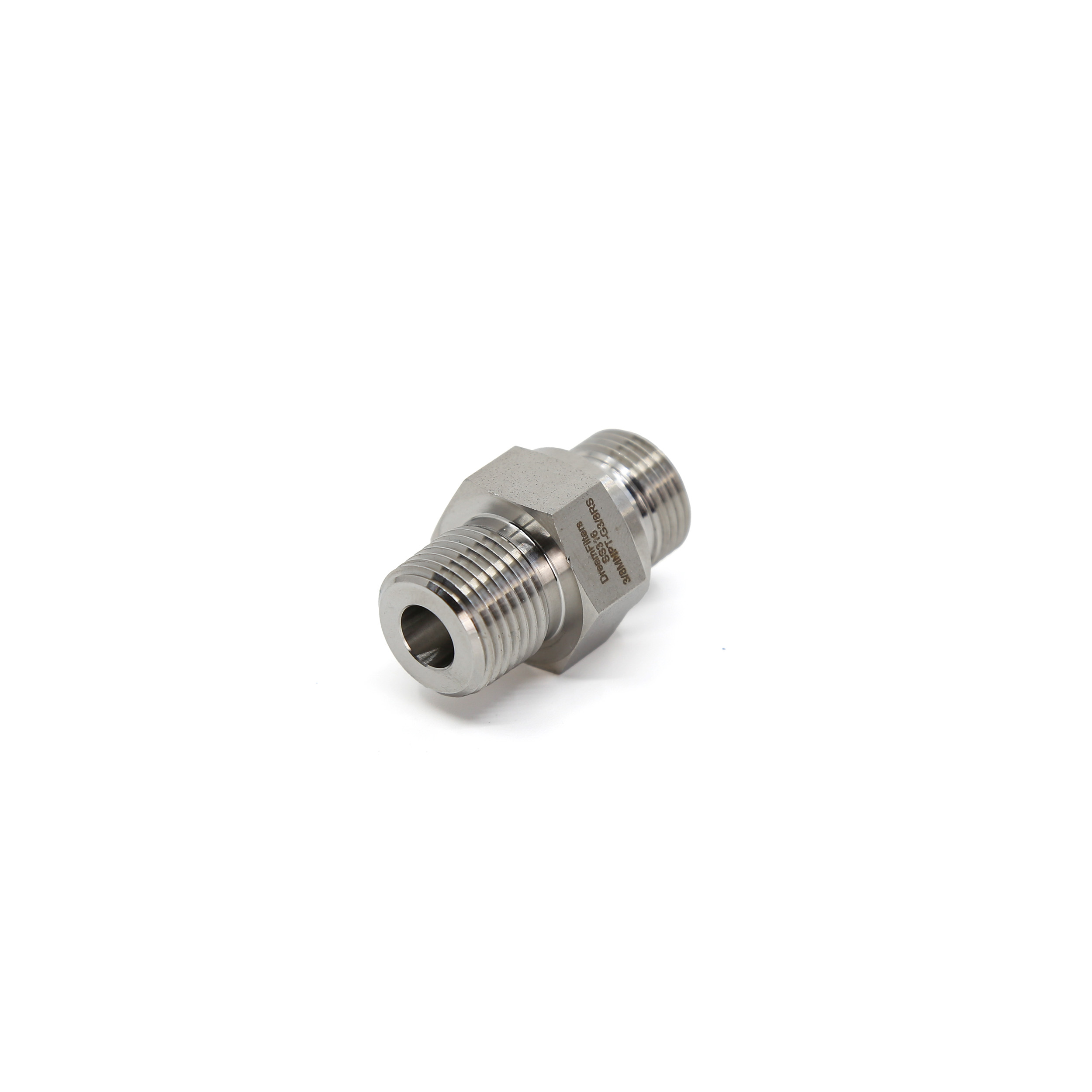 Doppelnippel 3/8 BSP - 3/8 NPT aus Edelstahl