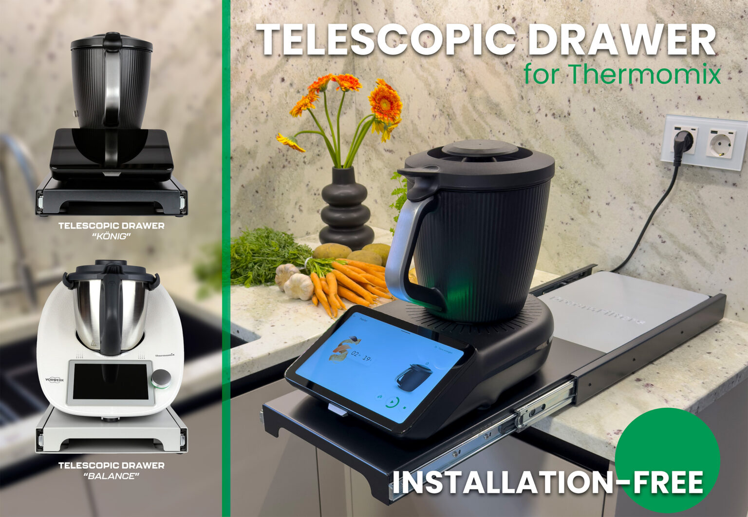 Telescopic driver for Thermomix